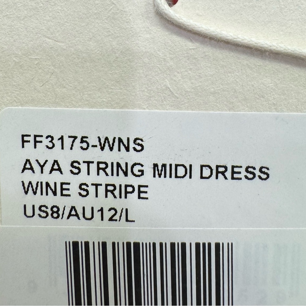 FAITHFULL THE BRAND REVOLVE Aya String Midi Dress in Wine Stripe NWT - Picture 4 of 7
